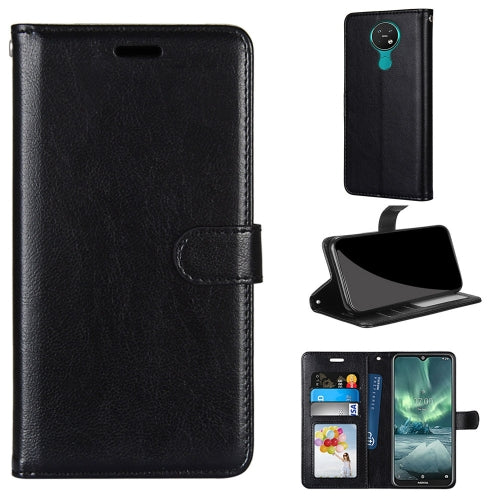 For Nokia 7.2 Pure Color Horizontal Flip PU Leather Case with Holder & Card Slots & Wallet & Photo Frame(Black)