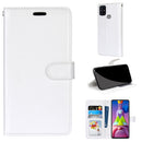 For Samsung Galaxy M51 Pure Color Horizontal Flip PU Leather Case with Holder & Card Slots & Wallet & Photo Frame(White)