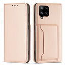 For Samsung Galaxy A12 5G Strong Magnetism Liquid Feel Horizontal Flip Leather Case with Holder & Card Slots & Wallet(Rose Gold)