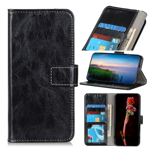 For Motorola Moto G Play (2021) Retro Crazy Horse Texture Horizontal Flip Leather Case with Holder & Card Slots & Photo Frame & Wallet(Black)