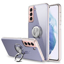 For Samsung Galaxy S21 5G Pure Color Shockproof Transparent TPU + Acrylic Protective Case with Ring Holder(Transparent)