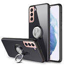 For Samsung Galaxy S21 Ultra 5G Pure Color Shockproof Transparent TPU + Acrylic Protective Case with Ring Holder(Black)