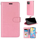 Pure Color Horizontal Flip PU Leather Case with Holder & Card Slots & Wallet & Photo Frame For iPhone 12 Pro Max (Pink)