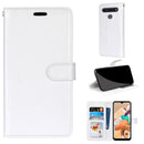 For LG K41S / K51S Pure Color Horizontal Flip PU Leather Case with Holder & Card Slots & Wallet & Photo Frame(White)