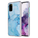 For Samsung Galaxy S20 Coloured Glaze Marble TPU + PC Protective Case(Blue)