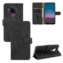 For Nokia 5.4 Solid Color Skin Feel Magnetic Buckle Horizontal Flip Calf Texture PU Leather Case with Holder & Card Slots & Wallet(Black)