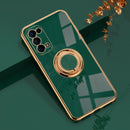 For OPPO Reno5 Pro 6D Electroplating Full Coverage Silicone Protective Case with Magnetic Ring Holder(Dark Green)