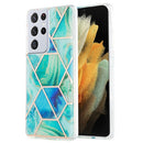 For Samsung Galaxy S21 Ultra 5G 3D Electroplating Marble Pattern TPU Protective Case(Green)