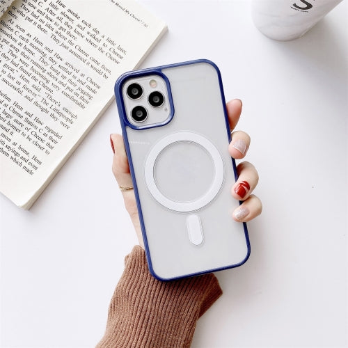 Clear PC + TPU Full Coverage Shockproof Magnetic Magsafe Case For iPhone 11 Pro(Blue)
