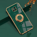 For Huawei Mate 20 Pro 6D Electroplating Full Coverage Silicone Protective Case with Magnetic Ring Holder(Dark Green)