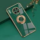 For Huawei Mate 30 Pro 6D Electroplating Full Coverage Silicone Protective Case with Magnetic Ring Holder(Dark Green)