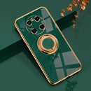 For Huawei Mate 40 Pro 6D Electroplating Full Coverage Silicone Protective Case with Magnetic Ring Holder(Dark Green)