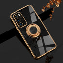 For Huawei P40 6D Electroplating Full Coverage Silicone Protective Case with Magnetic Ring Holder(Black)