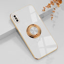 6D Electroplating Full Coverage Silicone Protective Case with Magnetic Ring Holder For iPhone XS Max(White)