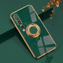 For Xiaomi Mi 10 Pro 6D Electroplating Full Coverage Silicone Protective Case with Magnetic Ring Holder(Dark Green)
