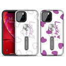 For iPhone 11 Pro Max Purple Series UV light Color Changing Protective Case with Ring Bracket(Heart)