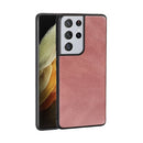 For Samsung Galaxy S21 Ultra 5G Crazy Horse Textured Calfskin PU + PC + TPU Case(Rose Gold)