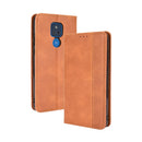 For Motorola Moto G Play (2021) Magnetic Buckle Retro Crazy Horse Texture Horizontal Flip Leather Case with Holder & Card Slots & Photo Frame(Brown)
