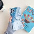 Marble Pattern TPU Fine Hole Protective Case For iPhone 12 Pro(Blue White)