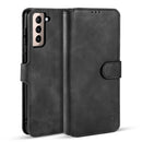 For Samsung Galaxy S21+ 5G DG.MING Retro Oil Side Horizontal Flip Case with Holder & Card Slots & Wallet(Black)