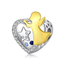 S925 Sterling Silver Heart Angel Beads DIY Bracelet Necklace Accessories