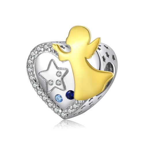 S925 Sterling Silver Heart Angel Beads DIY Bracelet Necklace Accessories