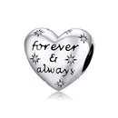 S925 Sterling Silver Shiny Heart Lettering Beads DIY Bracelet Necklace Accessories