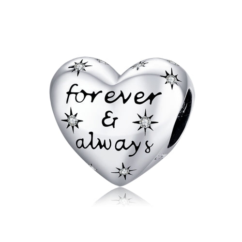 S925 Sterling Silver Shiny Heart Lettering Beads DIY Bracelet Necklace Accessories