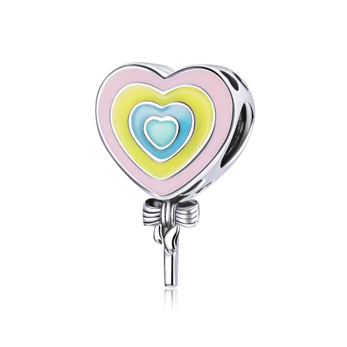 S925 Sterling Silver Heart Lollipop Beads DIY Bracelet Necklace Accessories