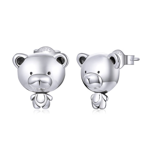 S925 Sterling Silver Little Cute Bear Women Earrings