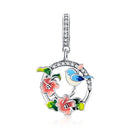 S925 Sterling Silver Birds Flowers Pendant DIY Bracelet Necklace Accessories