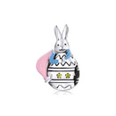 S925 Sterling Silver Bunny Girl Beads DIY Bracelet Necklace Accessories