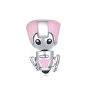 S925 Sterling Silver Pink Robot Beads DIY Bracelet Necklace Accessories
