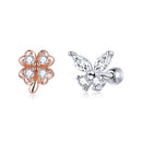 S925 Sterling Silver Clover Butterfly Women Earrings