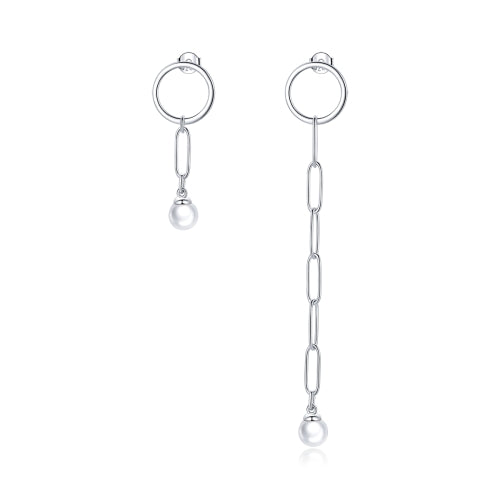 S925 Sterling Silver Asymmetric Beautiful Circle Women Earrings