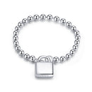 S925 Sterling Silver Simple Heart Lock Women Ring, Size:7