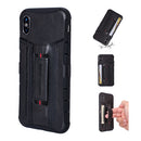 For iPhone XR Four-Corner Shockproof Paste Skin TPU Protective Case with Card Slots(Black)