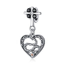 S925 Sterling Silver Heart-shaped Snake Cross Beads DIY Bracelet Necklace Accessories