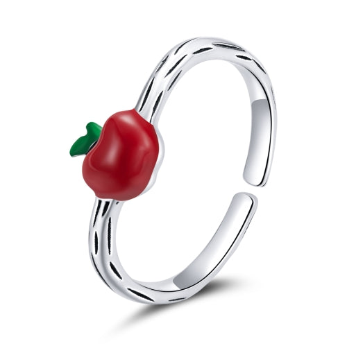 S925 Sterling Silver Red Apple Women Open Ring
