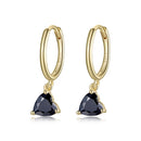 S925 Sterling Silver Water Drop Heart-shaped Zircon Women Earrings(Black)