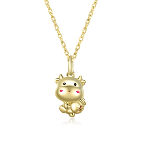 S925 Sterling Silver Little Fortune Cow Women Nacklace Jewelry