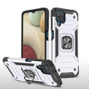 For Samsung Galaxy A12 Magnetic Armor Shockproof TPU + PC Case with Metal Ring Holder(Silver)