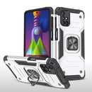 For Samsung Galaxy M51 Magnetic Armor Shockproof TPU + PC Case with Metal Ring Holder(Silver)