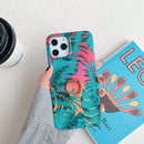 Shockproof IMD TPU Protective Case with Ring Holder For iPhone 12 / 12 Pro(Red Background Leaves)