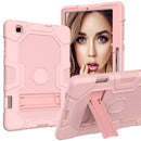 For Samsung Galaxy Tab S6 Lite P610 Contrast Color Robot Shockproof Silicone + PC Protective Case with Holder (Rose Gold)
