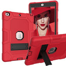 Contrast Color Robot Shockproof Silicone + PC Protective Case with Holder For iPad 9.7 (2018 / 2017)(Red Black)