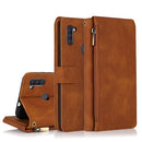 For Samsung Galaxy A11 Skin-feel Crazy Horse Texture Zipper Wallet Bag Horizontal Flip Leather Case with Holder & Card Slots & Wallet & Lanyard(Brown)