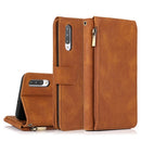 For Samsung Galaxy A50 Skin-feel Crazy Horse Texture Zipper Wallet Bag Horizontal Flip Leather Case with Holder & Card Slots & Wallet & Lanyard(Brown)