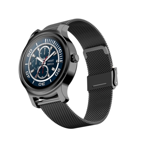 R2 1.28 inch IPS Screen IP65 Waterproof Smart Watch, Support Bluetooth Voice Call / Sleep Monitoring / Heart Rate Monitoring, Style:Steel Strap(Black)