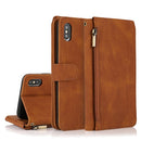 Skin-feel Crazy Horse Texture Zipper Wallet Bag Horizontal Flip Leather Case with Holder & Card Slots & Wallet & Lanyard For iPhone XS Max(Brown)